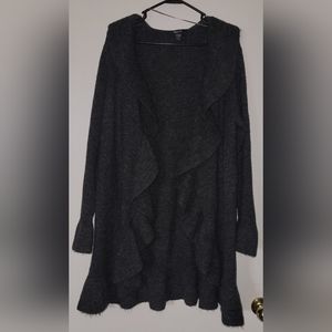 New Gray Sweater With Ruffle Design